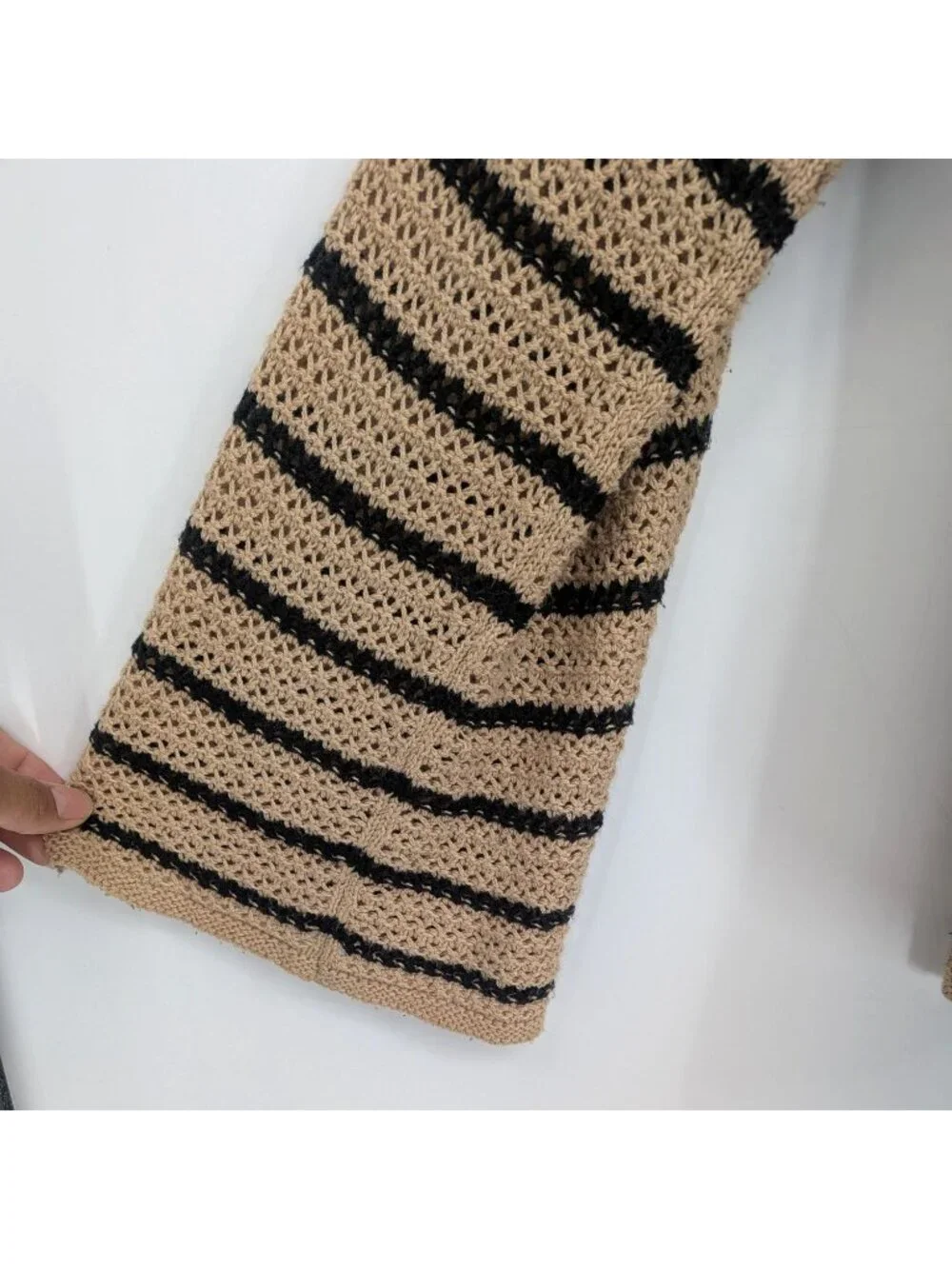 Crochet Open Knit V Neck Sweater Striped Oversized Boho Cottage Slouchy XXLarge